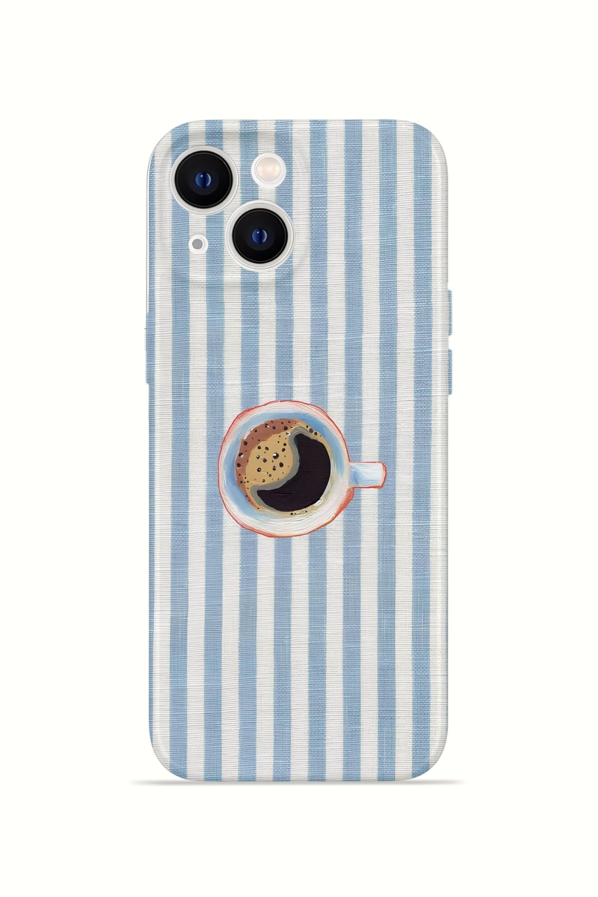 iPhone 14 Plus Valestra İnce Kamera Korumalı Mika Kılıf Morning Coffee Stripe