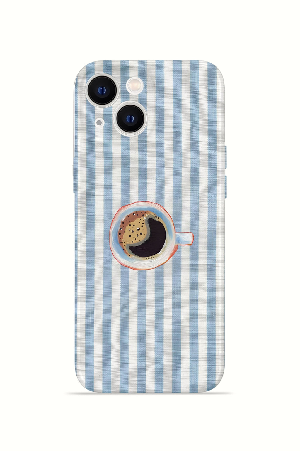 iPhone 15 Valestra İnce Kamera Korumalı Mika Kılıf Morning Coffee Stripe