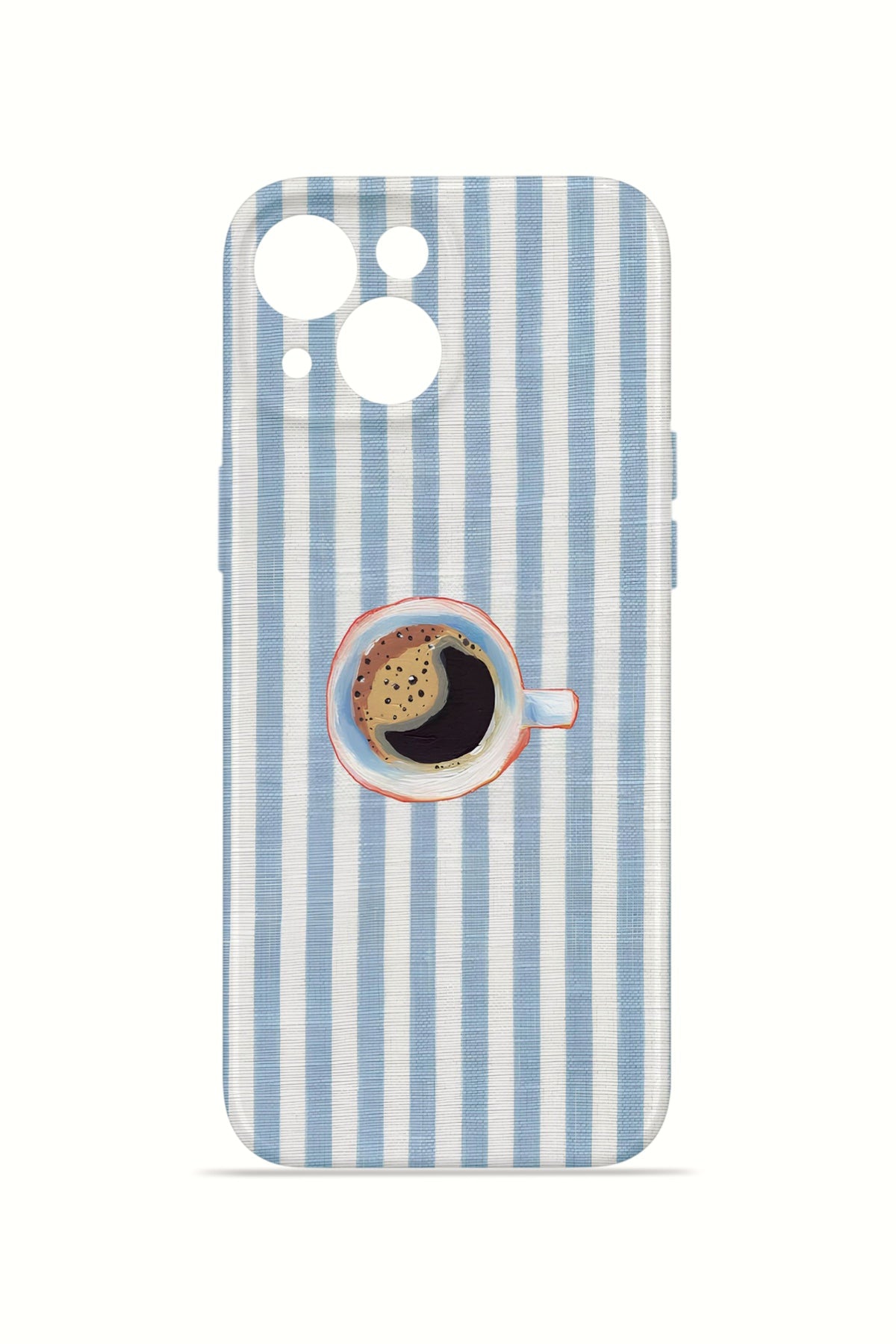 iPhone 15 Plus Valestra İnce Kamera Korumalı Mika Kılıf Morning Coffee Stripe