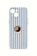 iPhone 14 Valestra İnce Kamera Korumalı Mika Kılıf Morning Coffee Stripe