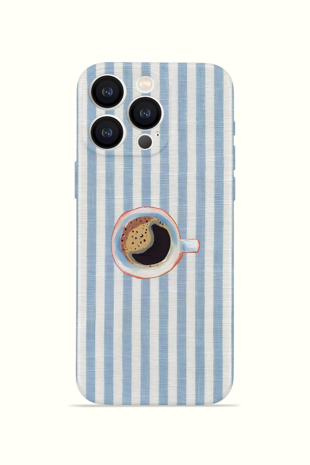 iPhone 15 Pro Max Valestra İnce Kamera Korumalı Mika Kılıf Morning Coffee Stripe