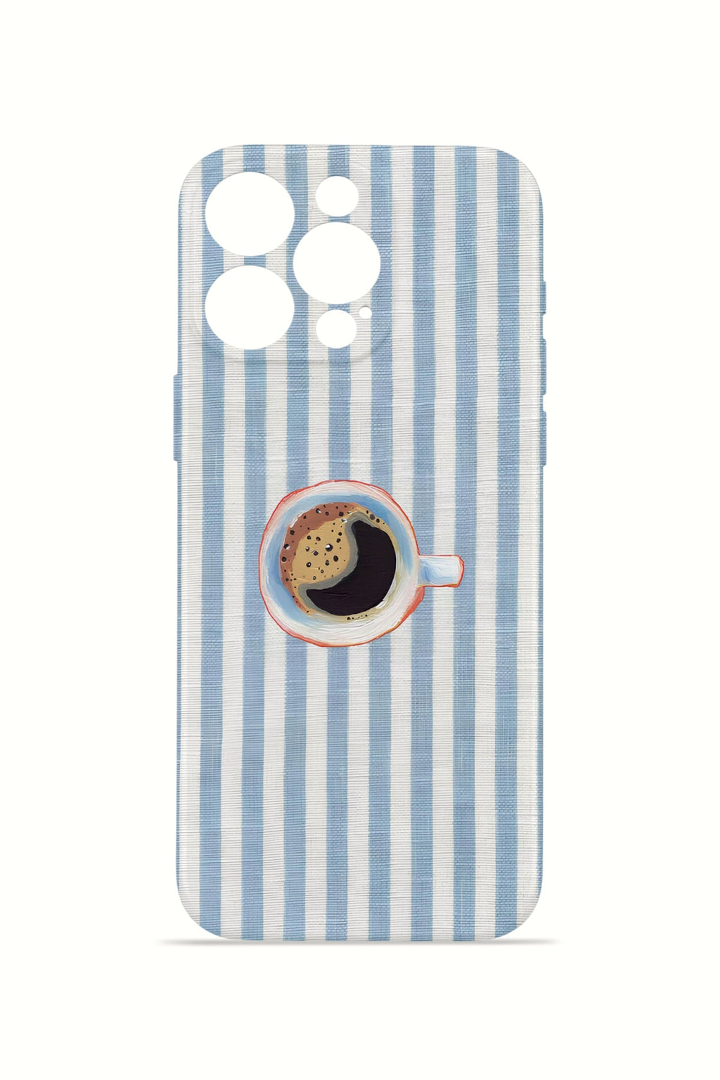 iPhone 15 Pro Valestra İnce Kamera Korumalı Mika Kılıf Morning Coffee Stripe