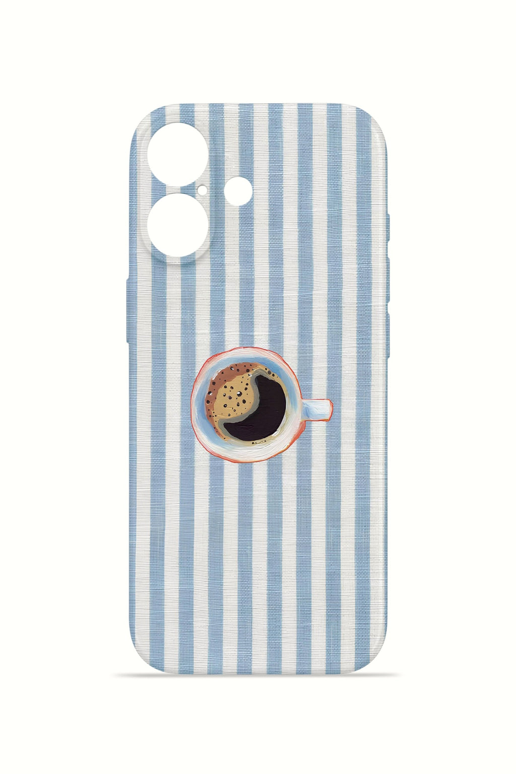 iPhone 16 Plus Valestra İnce Kamera Korumalı Mika Kılıf Morning Coffee Stripe
