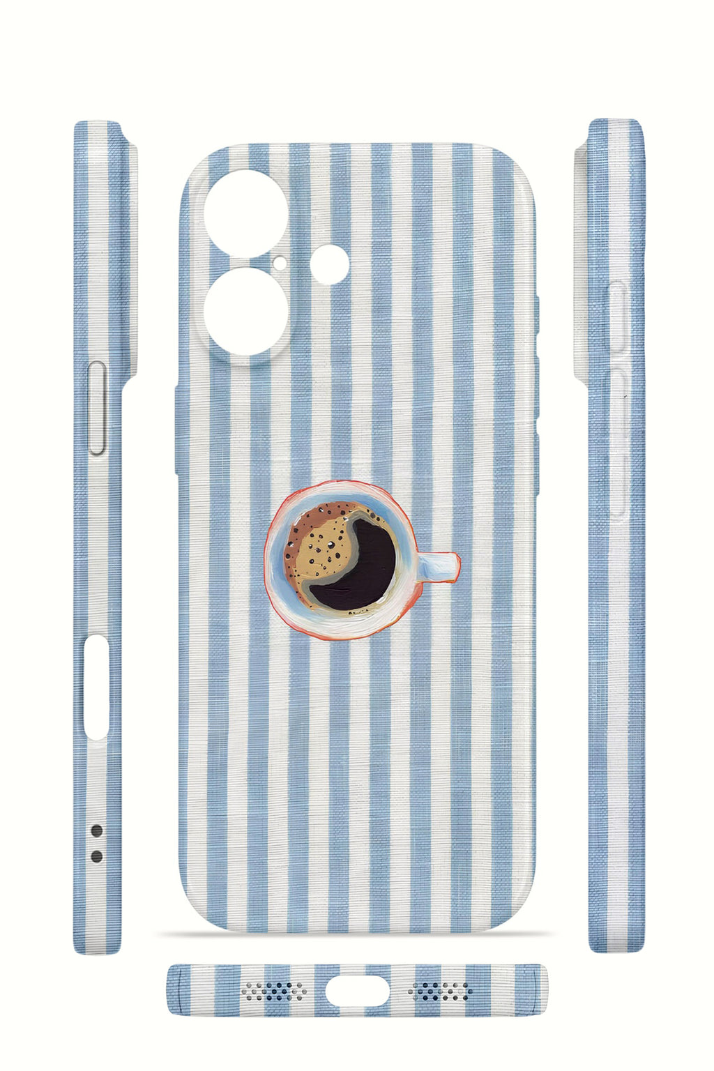 iPhone 16 Valestra İnce Kamera Korumalı Mika Kılıf Morning Coffee Stripe