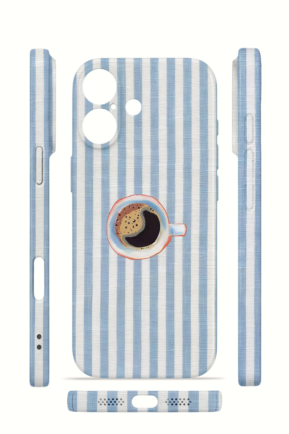 iPhone 16 Valestra İnce Kamera Korumalı Mika Kılıf Morning Coffee Stripe