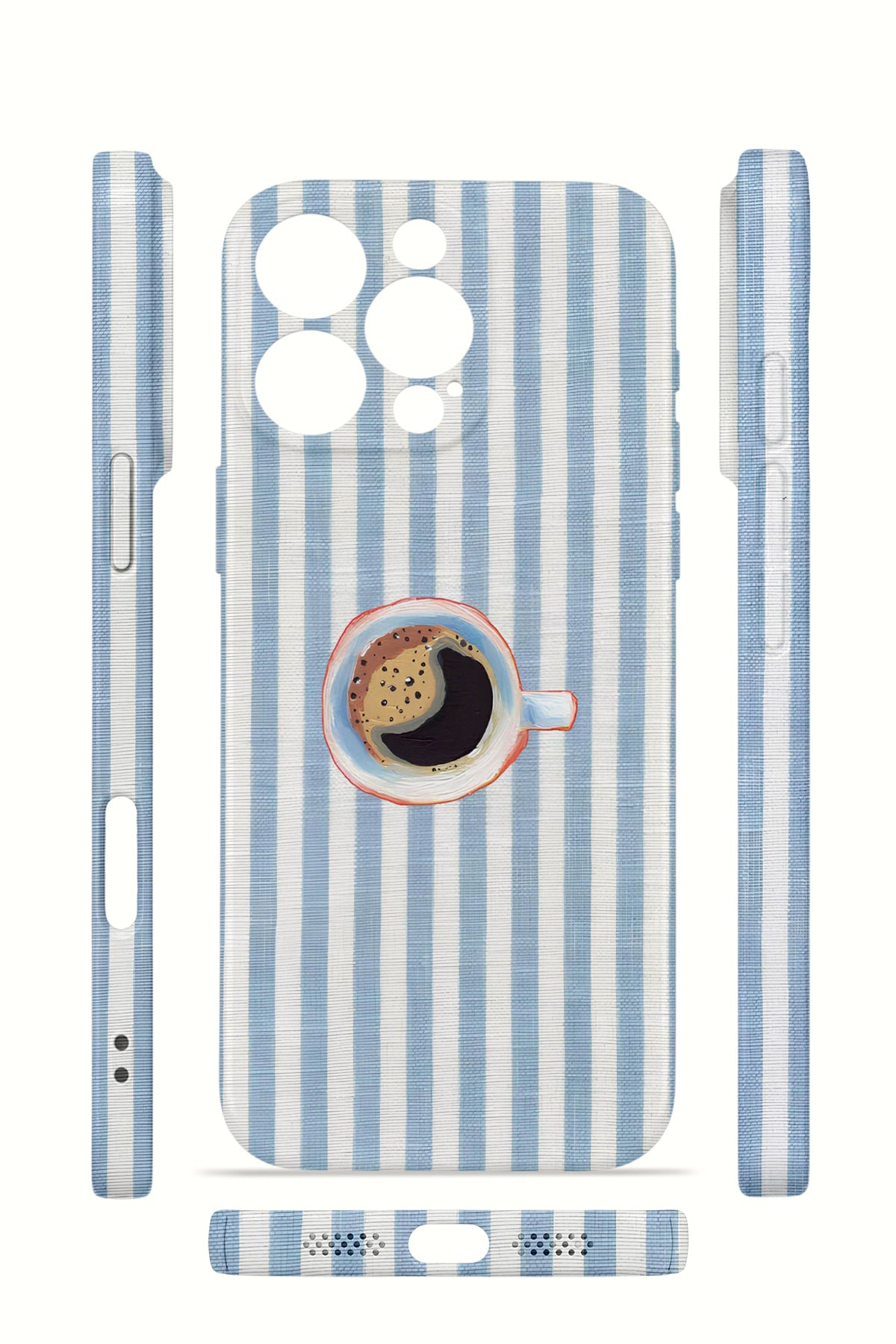 iPhone 16 Pro Valestra İnce Kamera Korumalı Mika Kılıf Morning Coffee Stripe