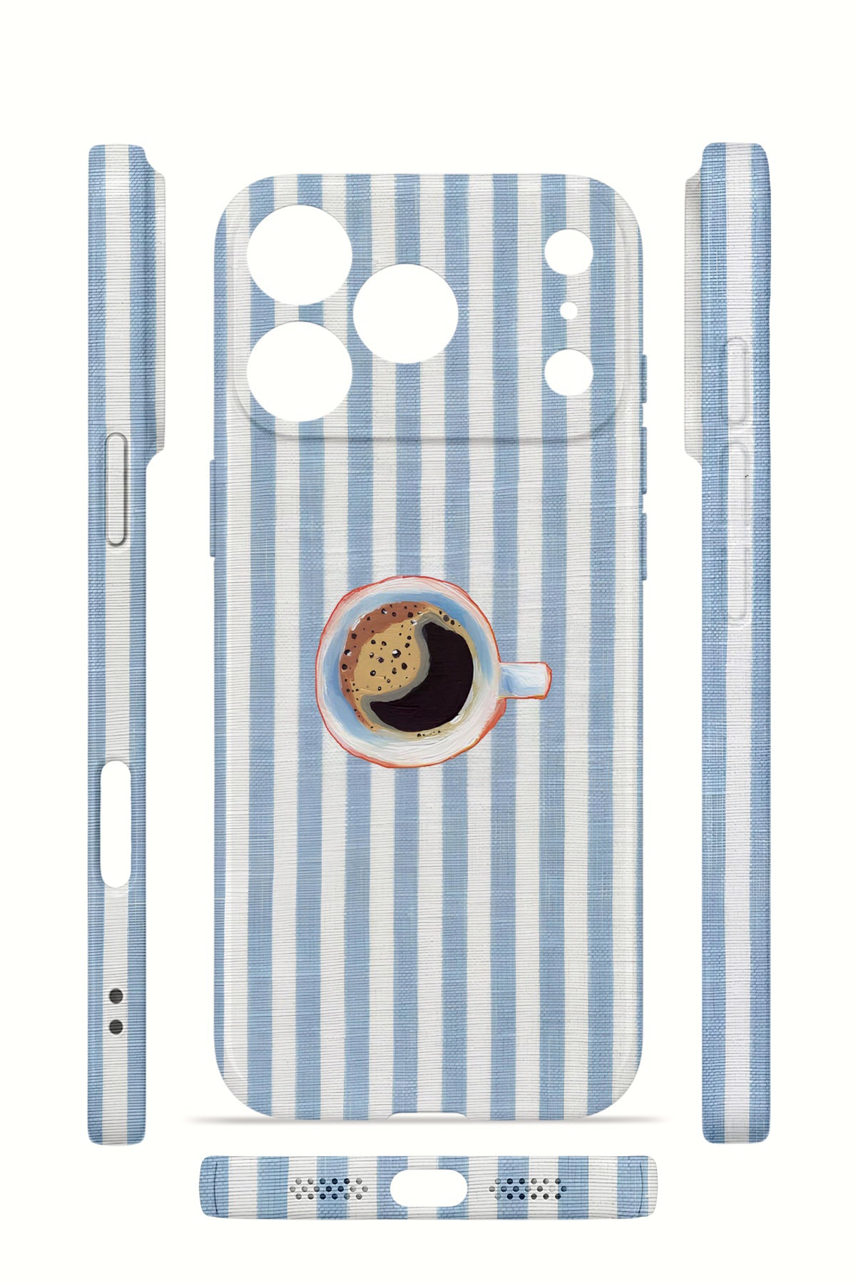 iPhone 17 Pro Max Valestra İnce Kamera Korumalı Mika Kılıf Morning Coffee Stripe