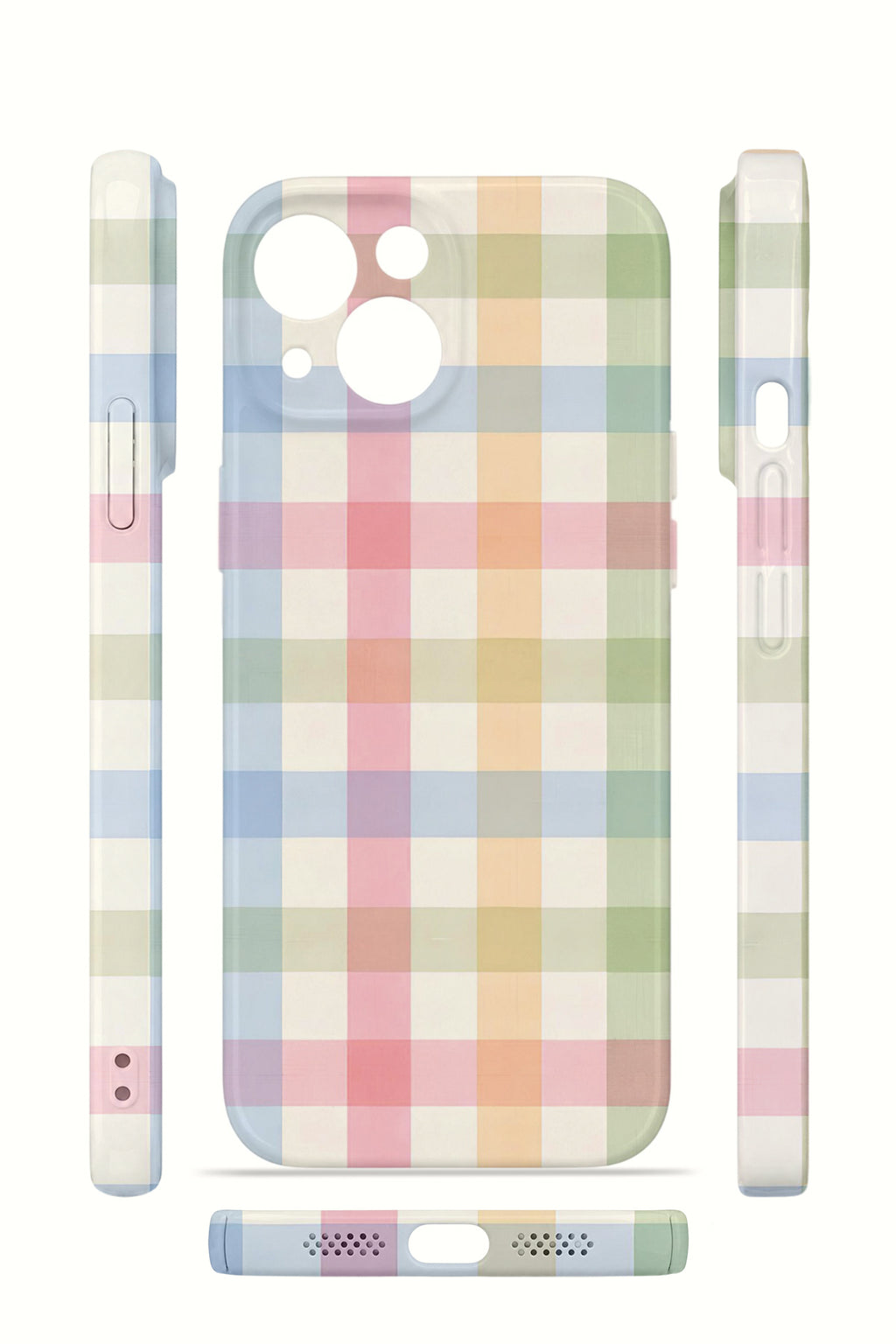 iPhone 13 Valestra İnce Kamera Korumalı Mika Kılıf Pastel Gingham