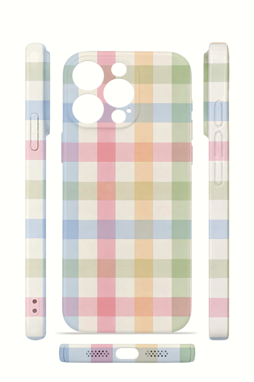 iPhone 15 Pro Max Valestra İnce Kamera Korumalı Mika Kılıf Pastel Gingham