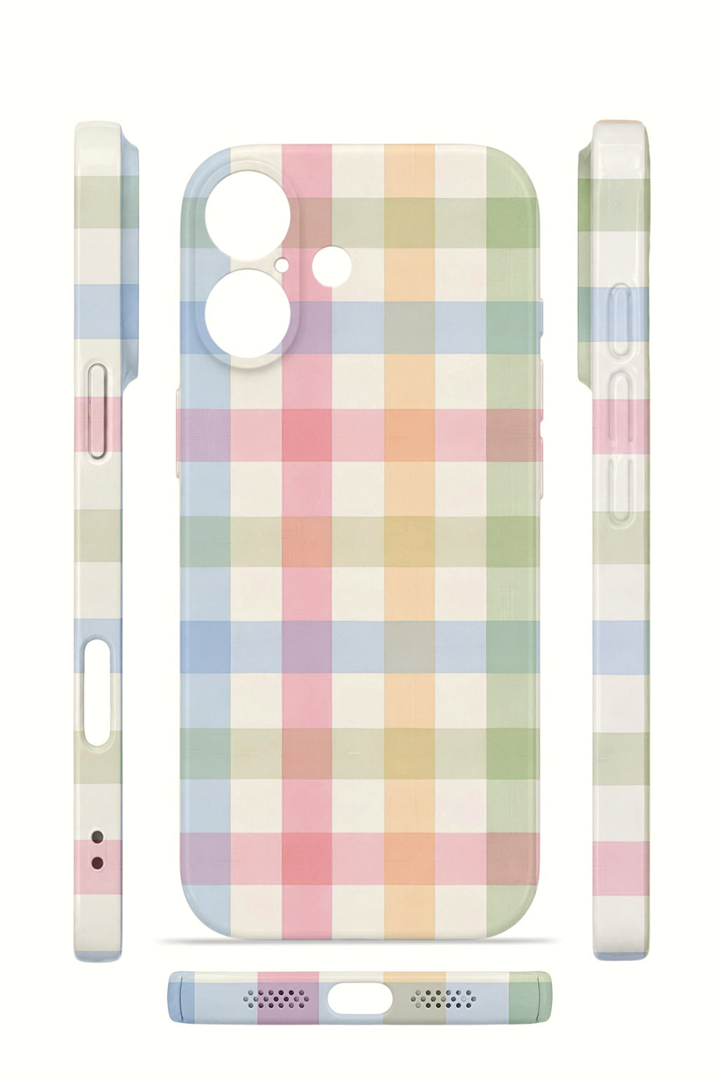 iPhone 16 Valestra İnce Kamera Korumalı Mika Kılıf Pastel Gingham