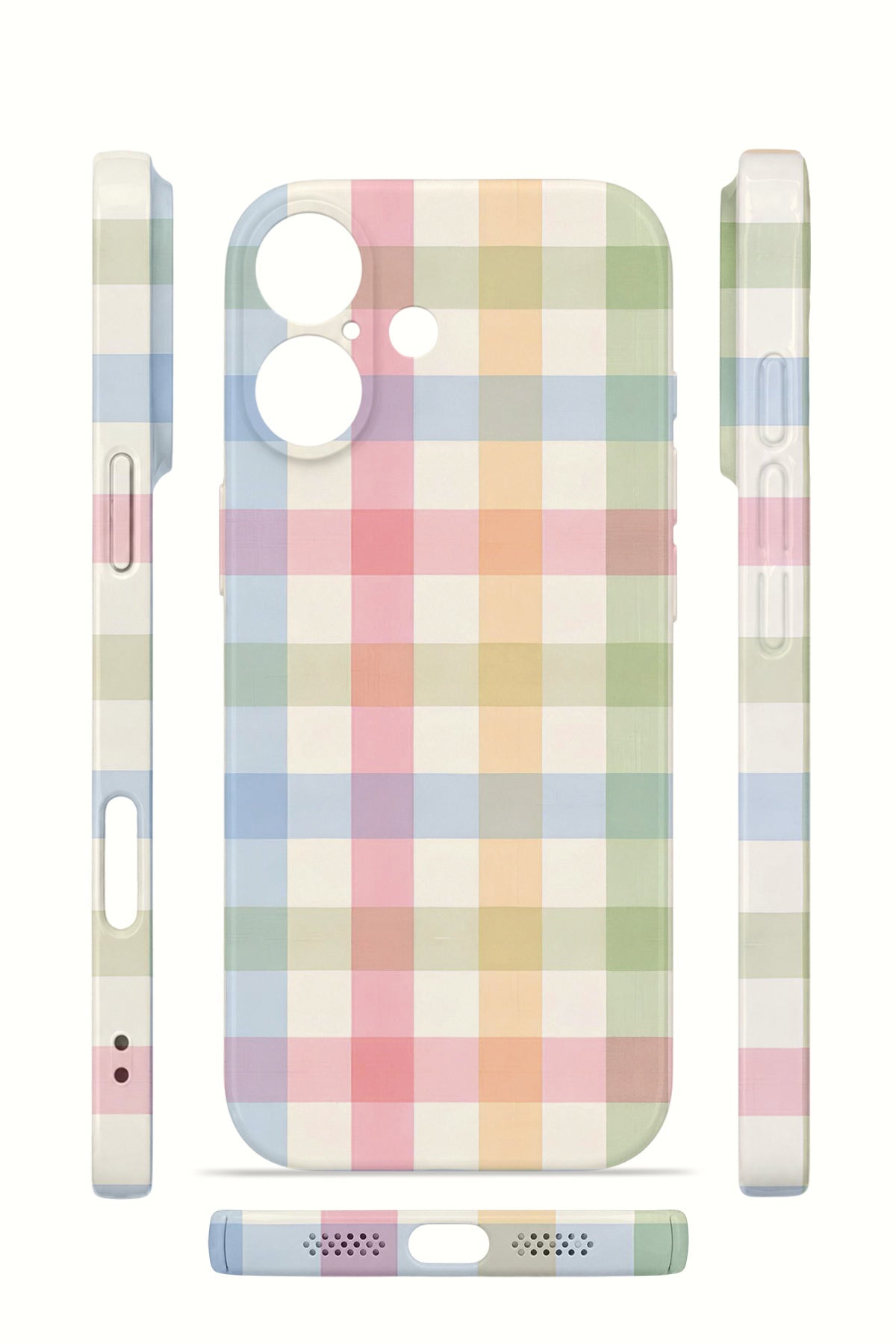 iPhone 16 Valestra İnce Kamera Korumalı Mika Kılıf Pastel Gingham