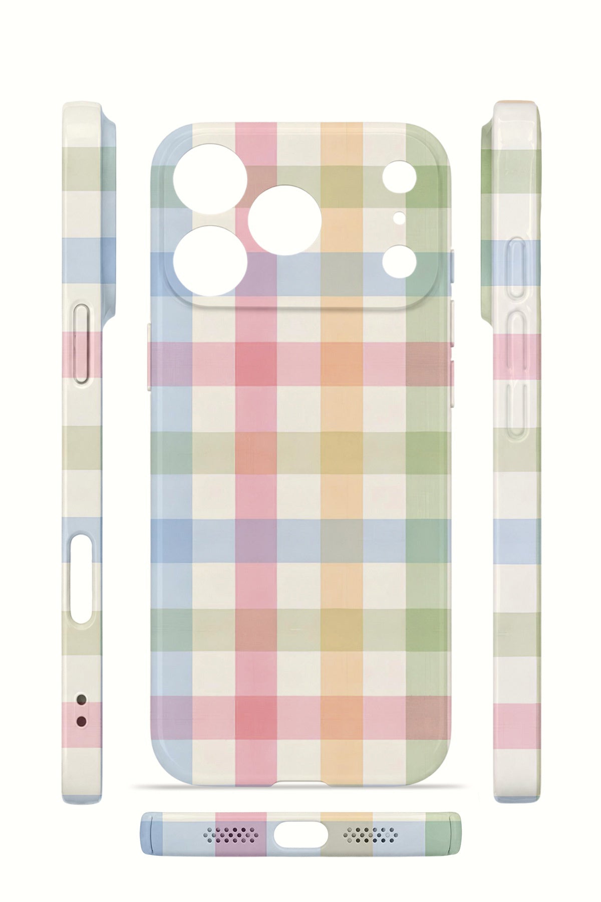 iPhone 17 Pro Valestra İnce Kamera Korumalı Mika Kılıf Pastel Gingham
