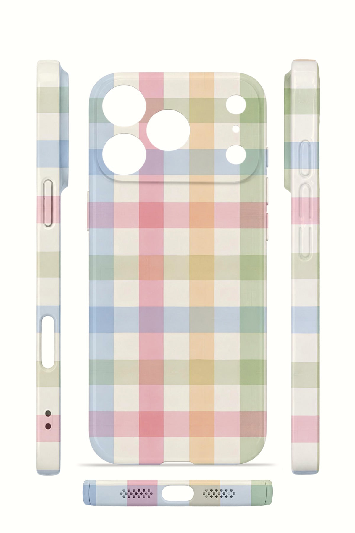 iPhone 17 Pro Max Valestra İnce Kamera Korumalı Mika Kılıf Pastel Gingham