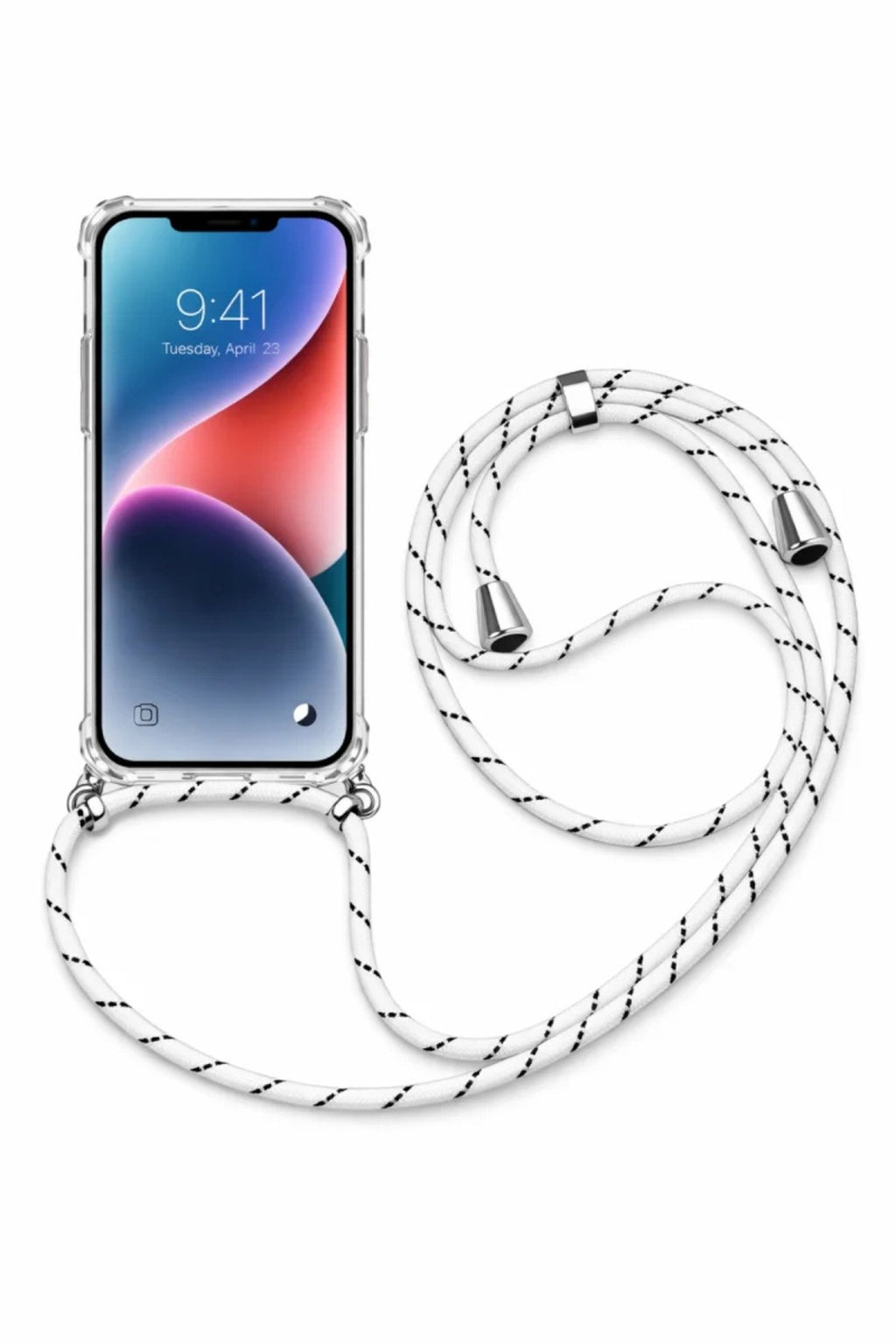 Apple iPhone Askılı Tank Şeffaf Kılıf Beyaz