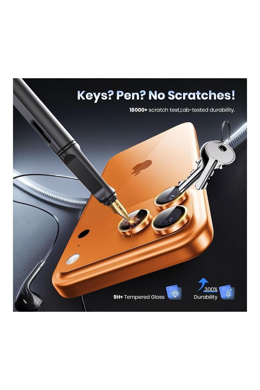 iPhone 17 Pro Metal Kamera Koruyucu Lens Turuncu