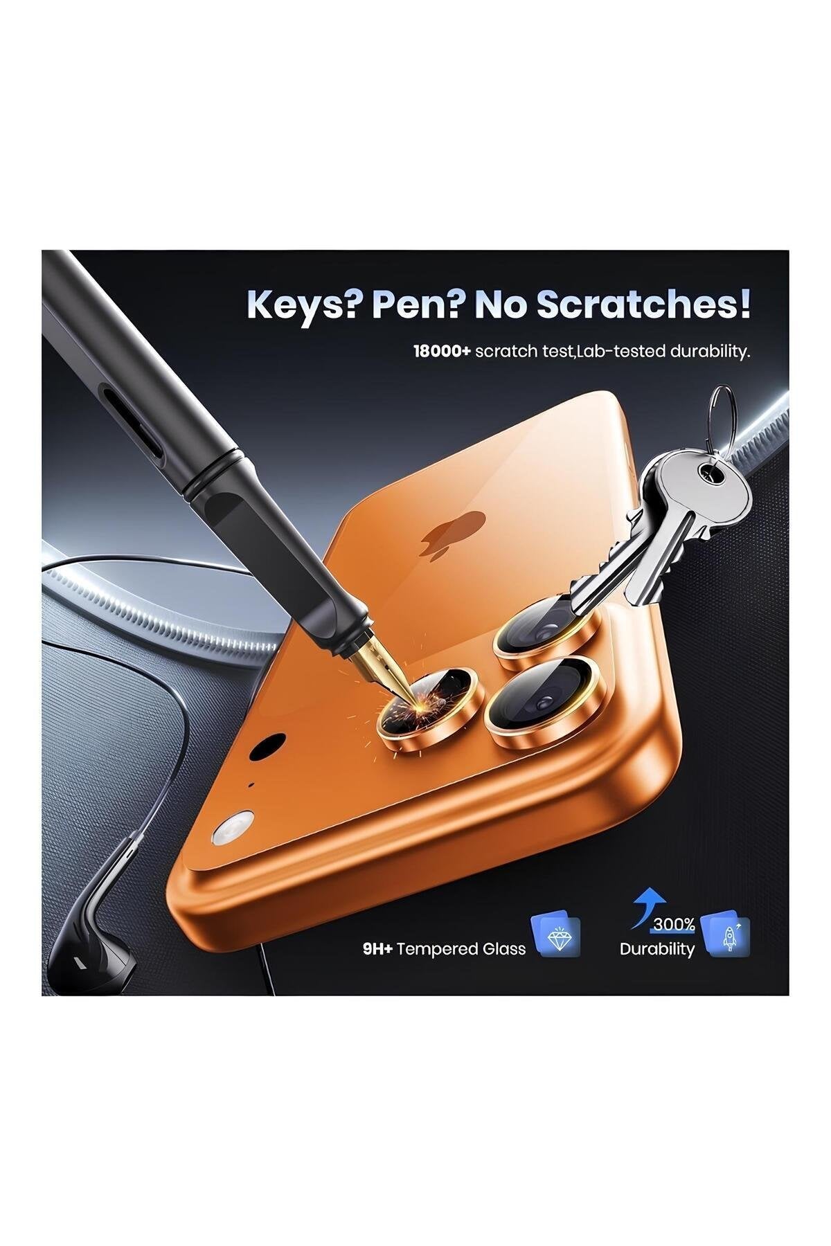 iPhone 17 Pro Metal Kamera Koruyucu Lens Turuncu