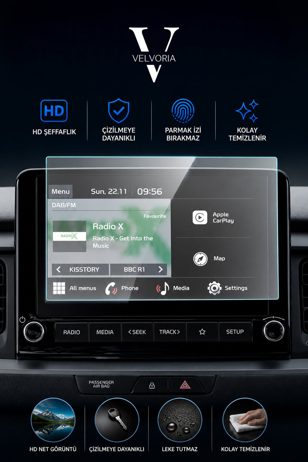 Kia Stonic Uyumlu 8 inç Navigasyon Anti Broken Nano Anti-Broken Ekran Koruyucu