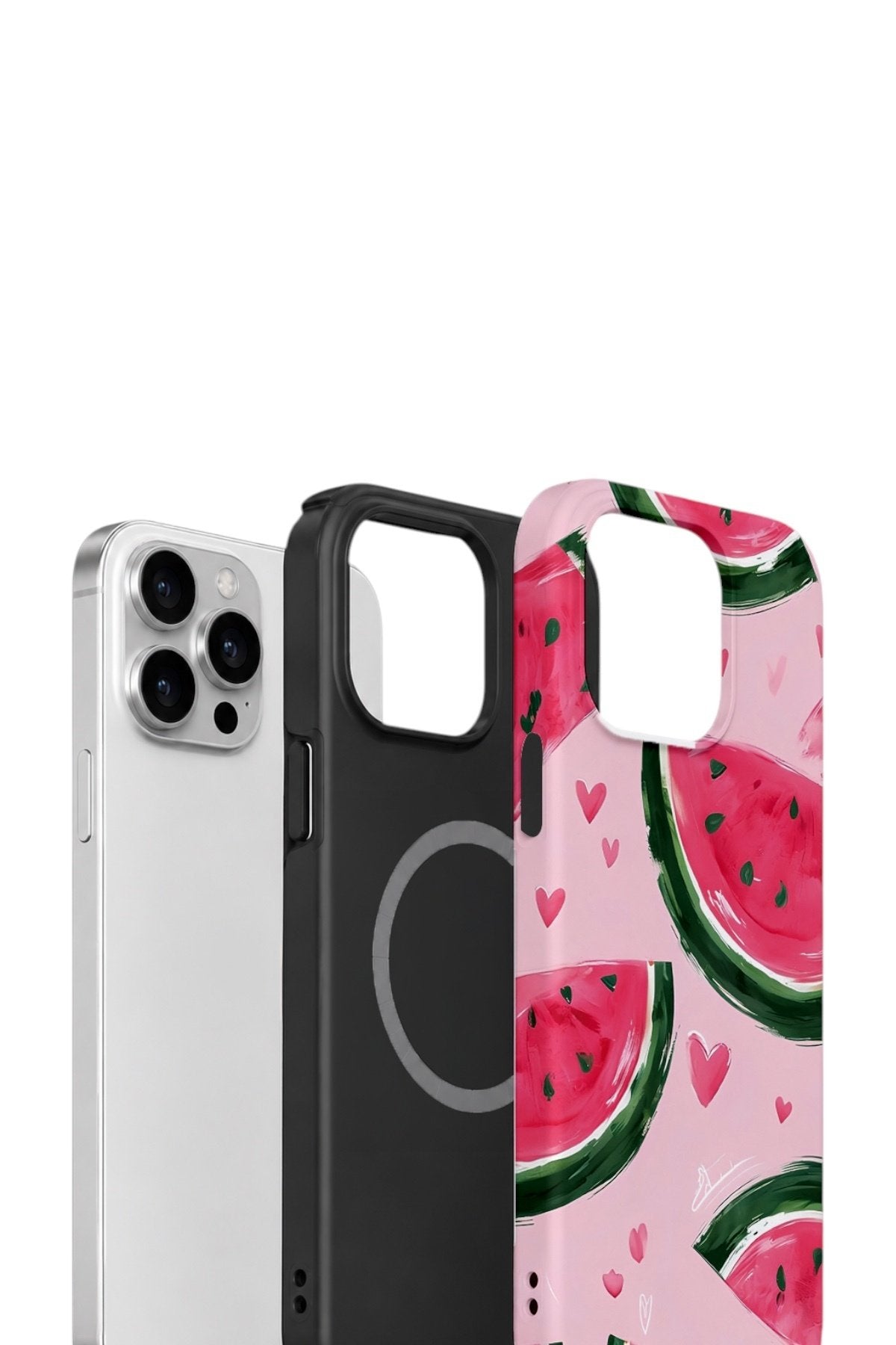 iPhone 15 Pro Vorian Çift Katmanlı MagSafe Kılıf Watermelon Hearts