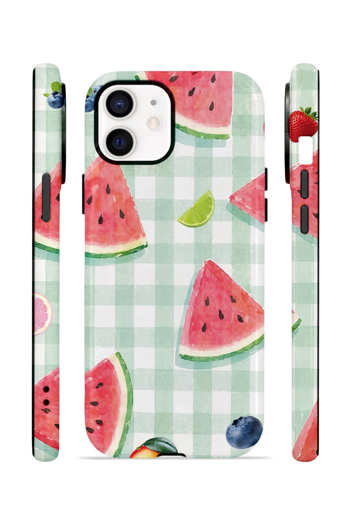 iPhone 11 Vorian Çift Katmanlı Kılıf Watermelon Picnic Gingham
