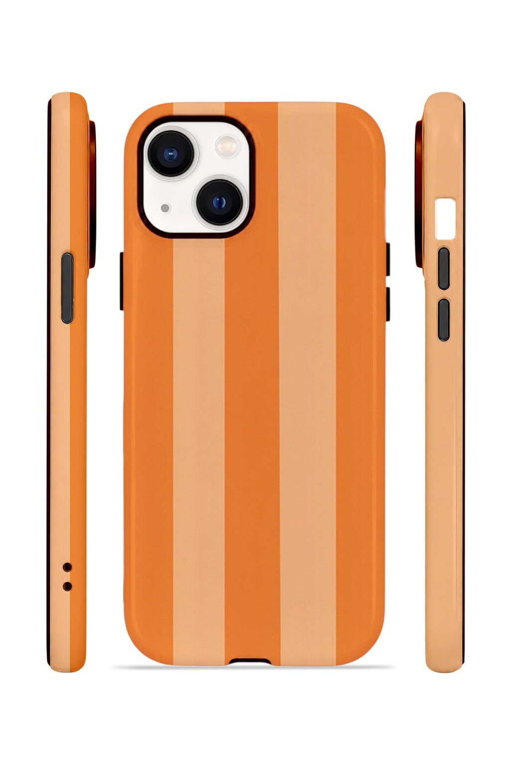 iPhone 14 Vorian Çift Katmanlı Kılıf Orange Cream Stripe