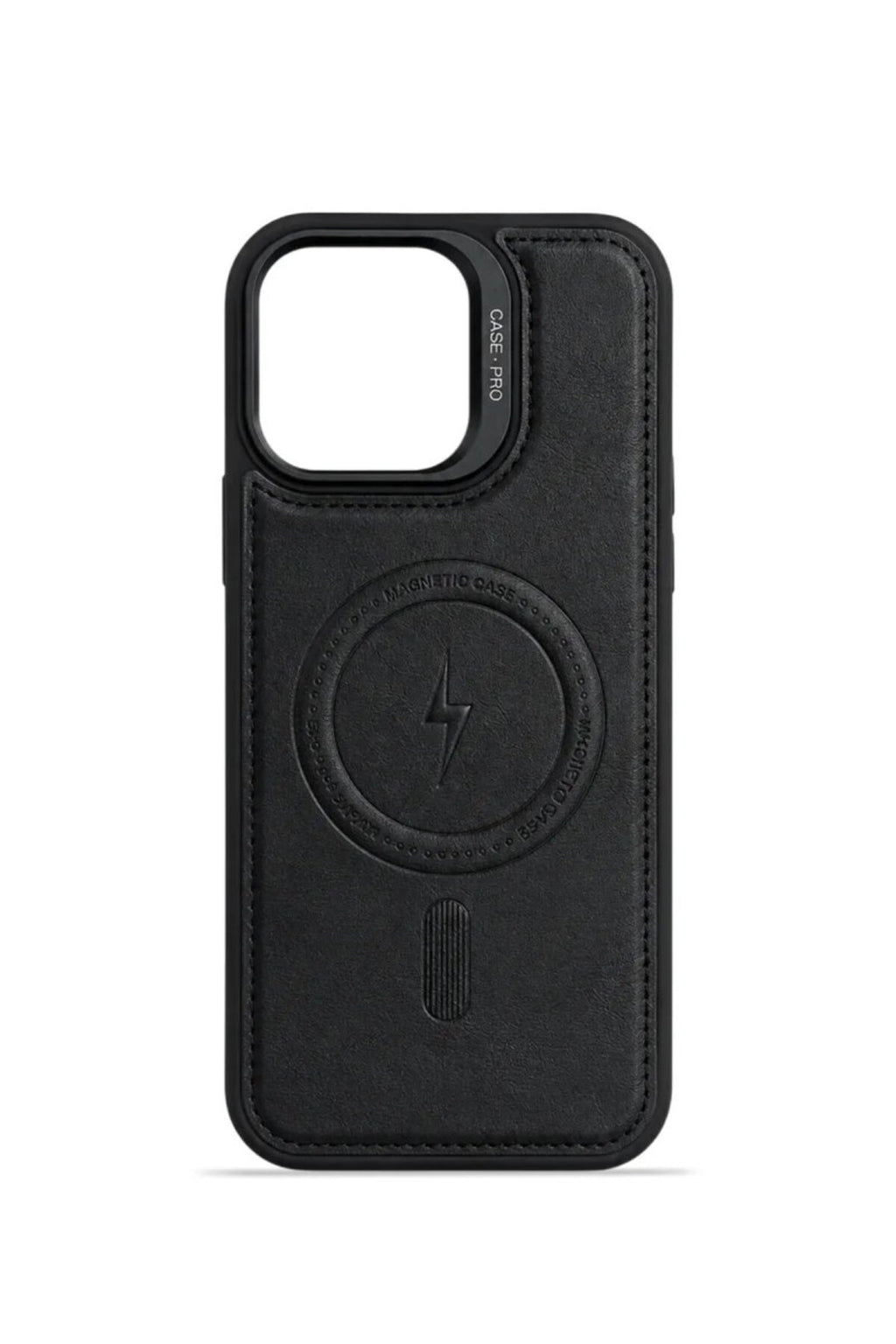 iPhone 14 Pro Max GripStand MagSafe Deri Kılıf Siyah