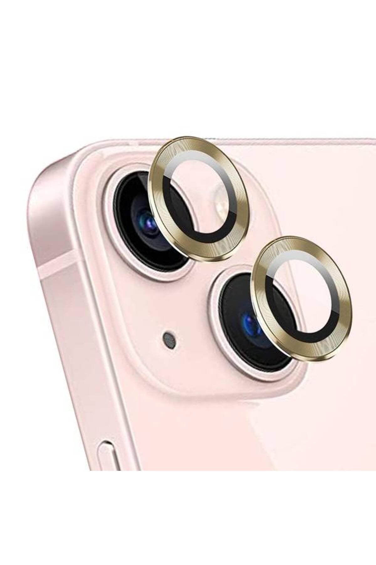 iPhone 15 6.1'' Metal Kamera Koruyucu Lens Gold