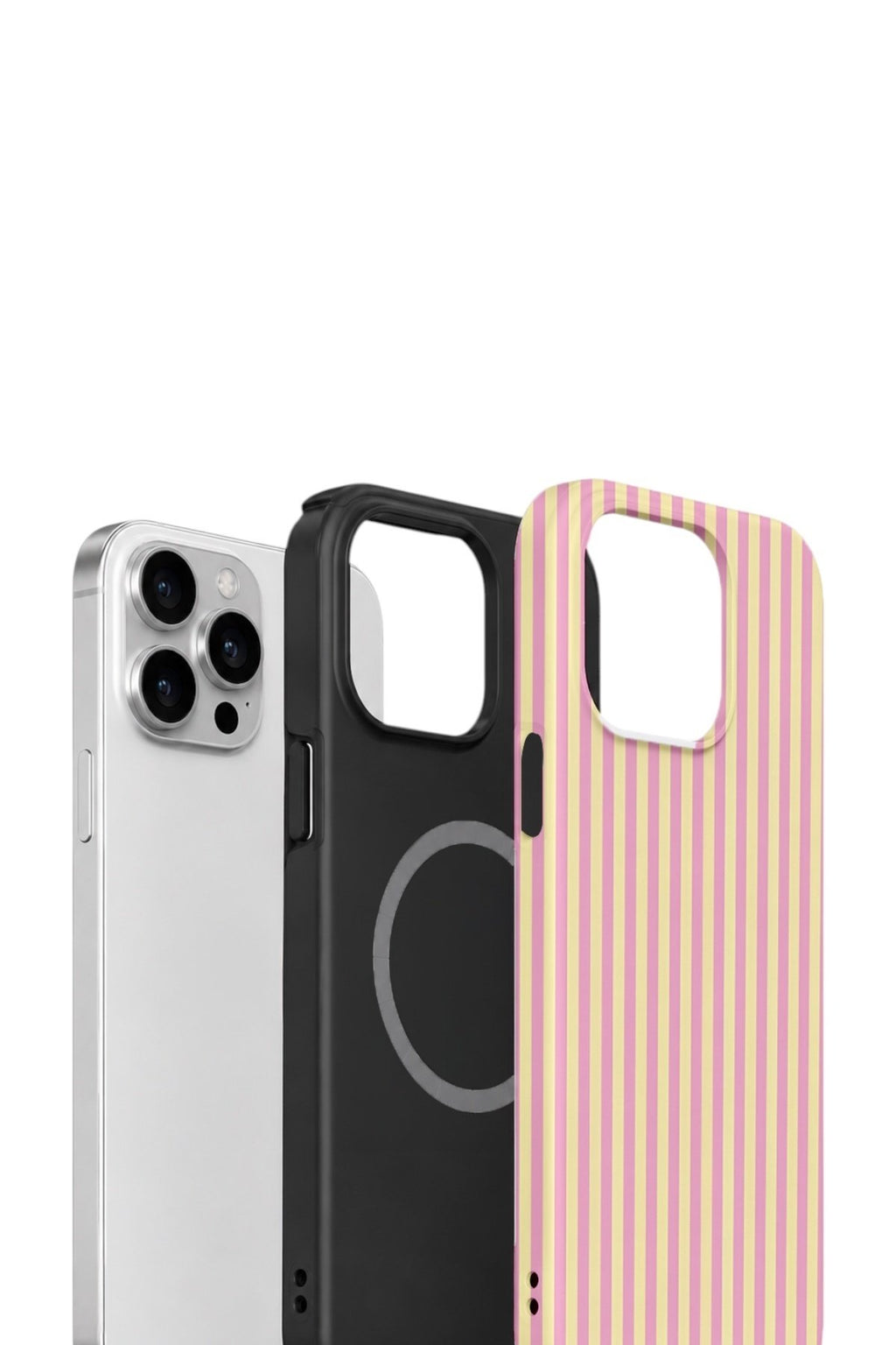 iPhone 15 Pro Vorian Çift Katmanlı MagSafe Kılıf Lemon Candy Pinstripe