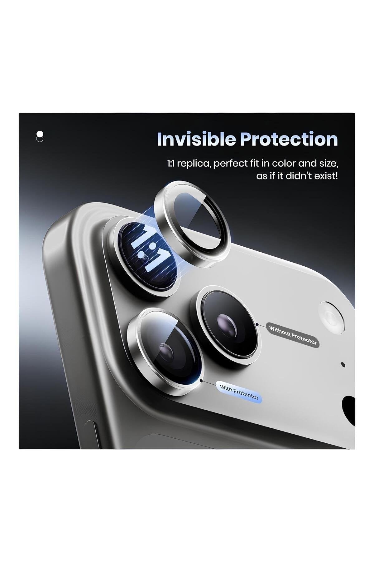 iPhone 17 Pro Metal Kamera Koruyucu Lens Gümüş