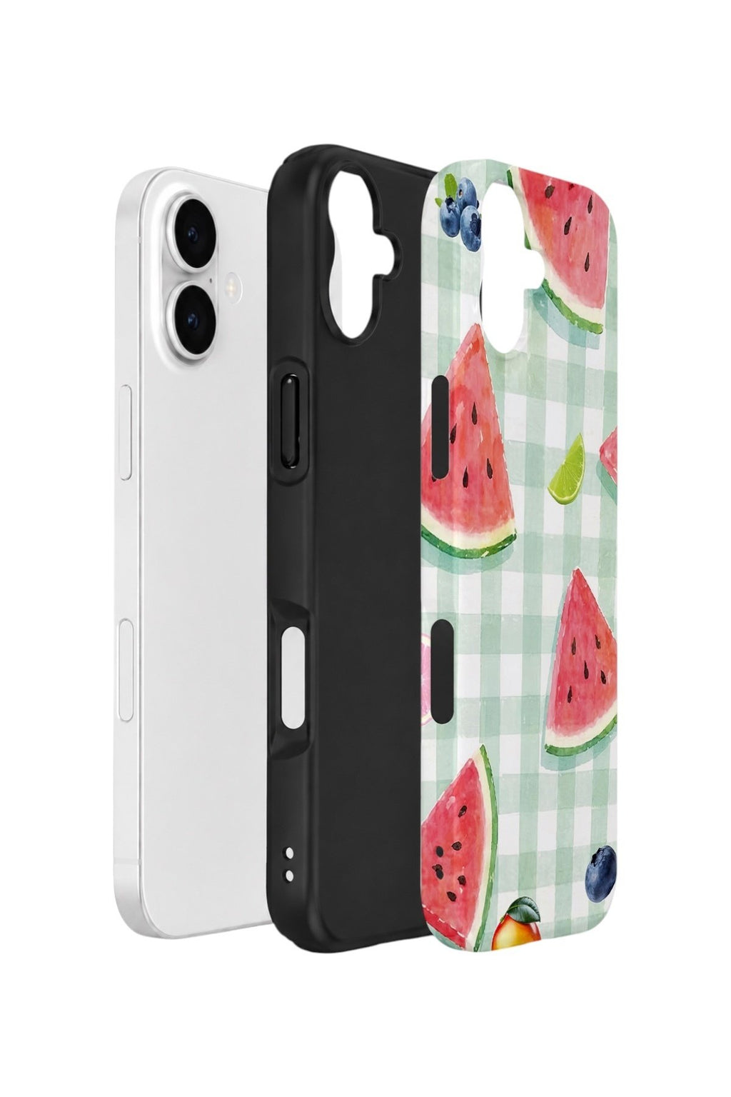 iPhone 16 Plus Vorian Çift Katmanlı Kılıf Watermelon Picnic Gingham