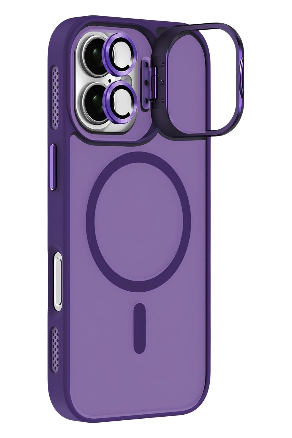 iPhone 16 Cyrenn MagSafe Kılıf + Lens Koruyucu Derin Mor