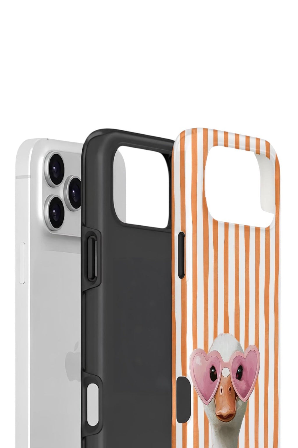 iPhone 17 Pro Vorian Çift Katmanlı Kılıf Heart Glasses Goose