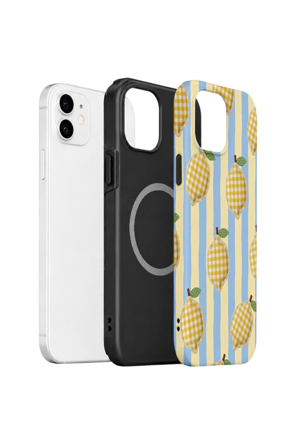 iPhone 12 Vorian Çift Katmanlı MagSafe Kılıf Gingham Lemon Grove