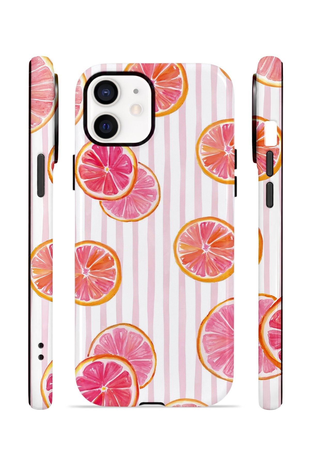 iPhone 12 Vorian Çift Katmanlı MagSafe Kılıf Pink Grapefruit Garden