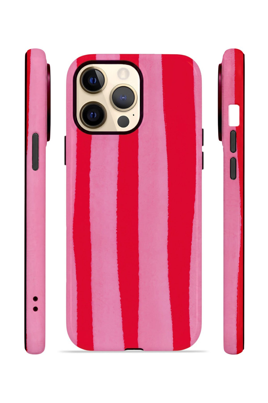 iPhone 12 Pro Max Vorian Çift Katmanlı MagSafe Kılıf Raspberry Bold Stripe