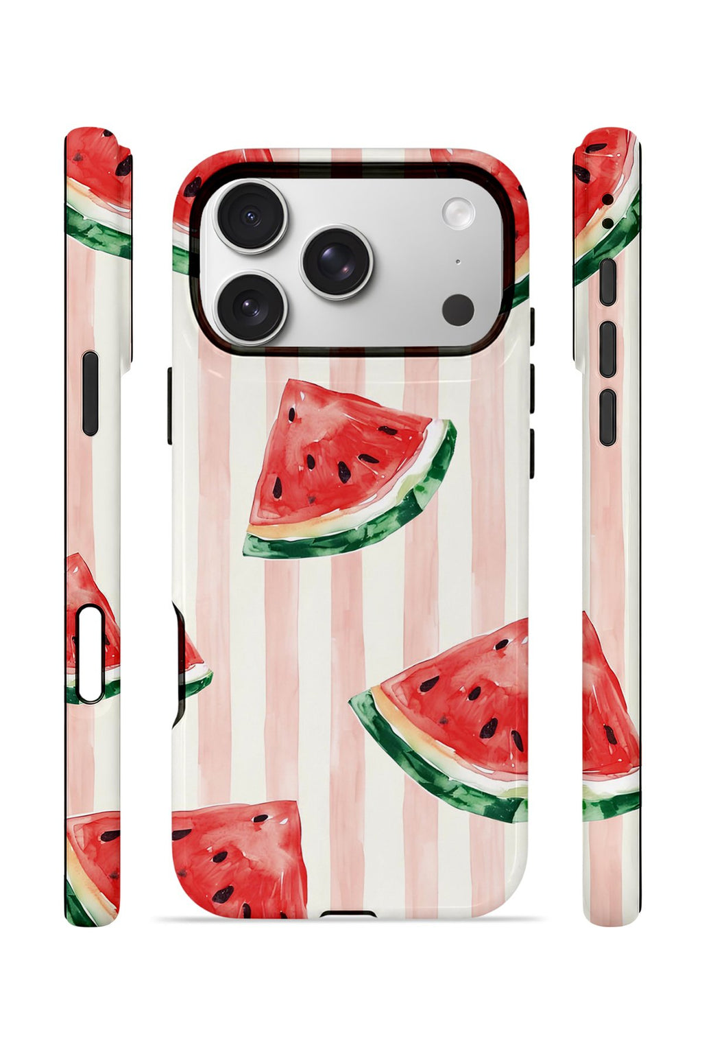 iPhone 17 Pro Vorian Çift Katmanlı Kılıf Watermelon Blush Stripe