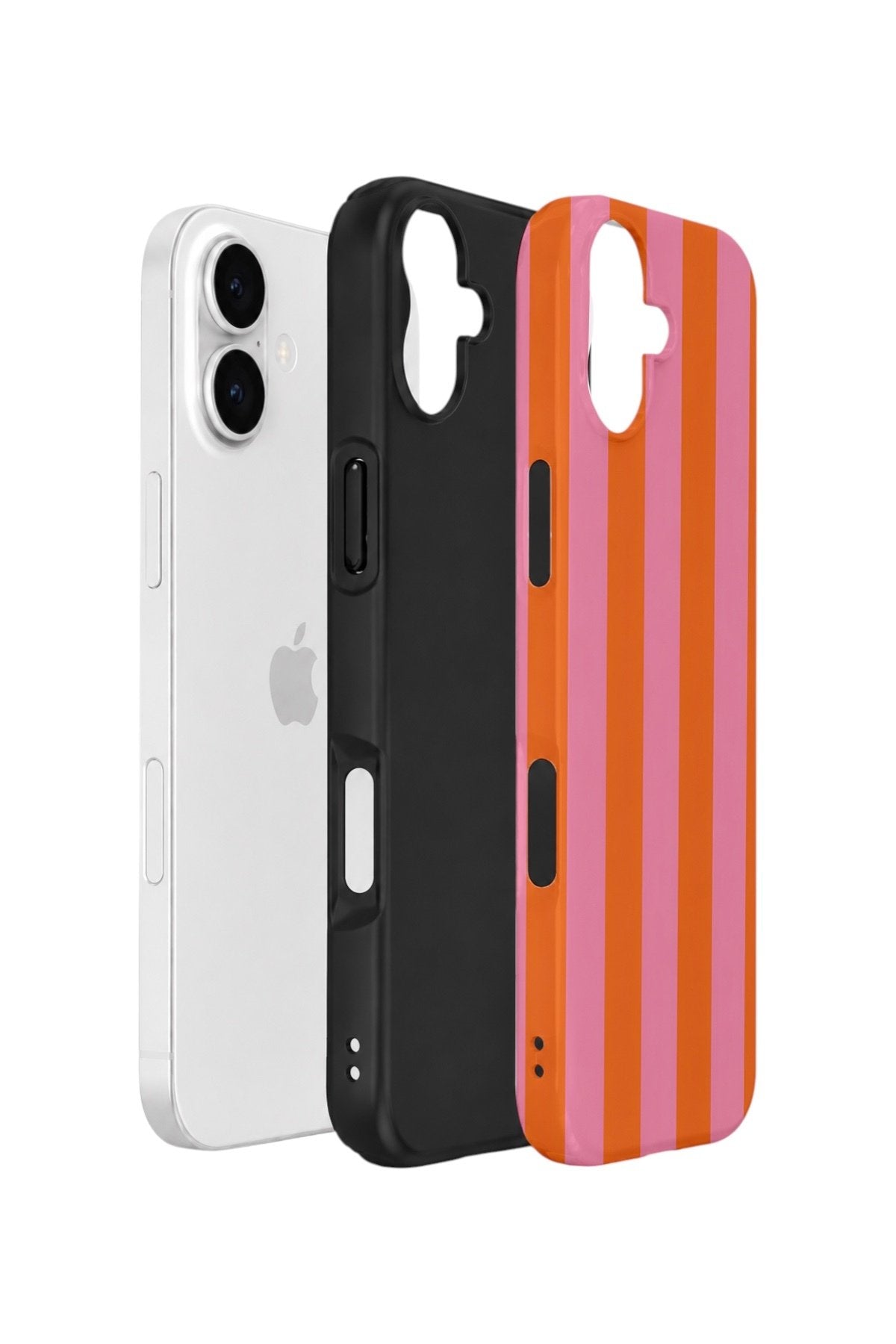 iPhone 16 Plus Vorian Çift Katmanlı Kılıf Tangerine Rose Stripe