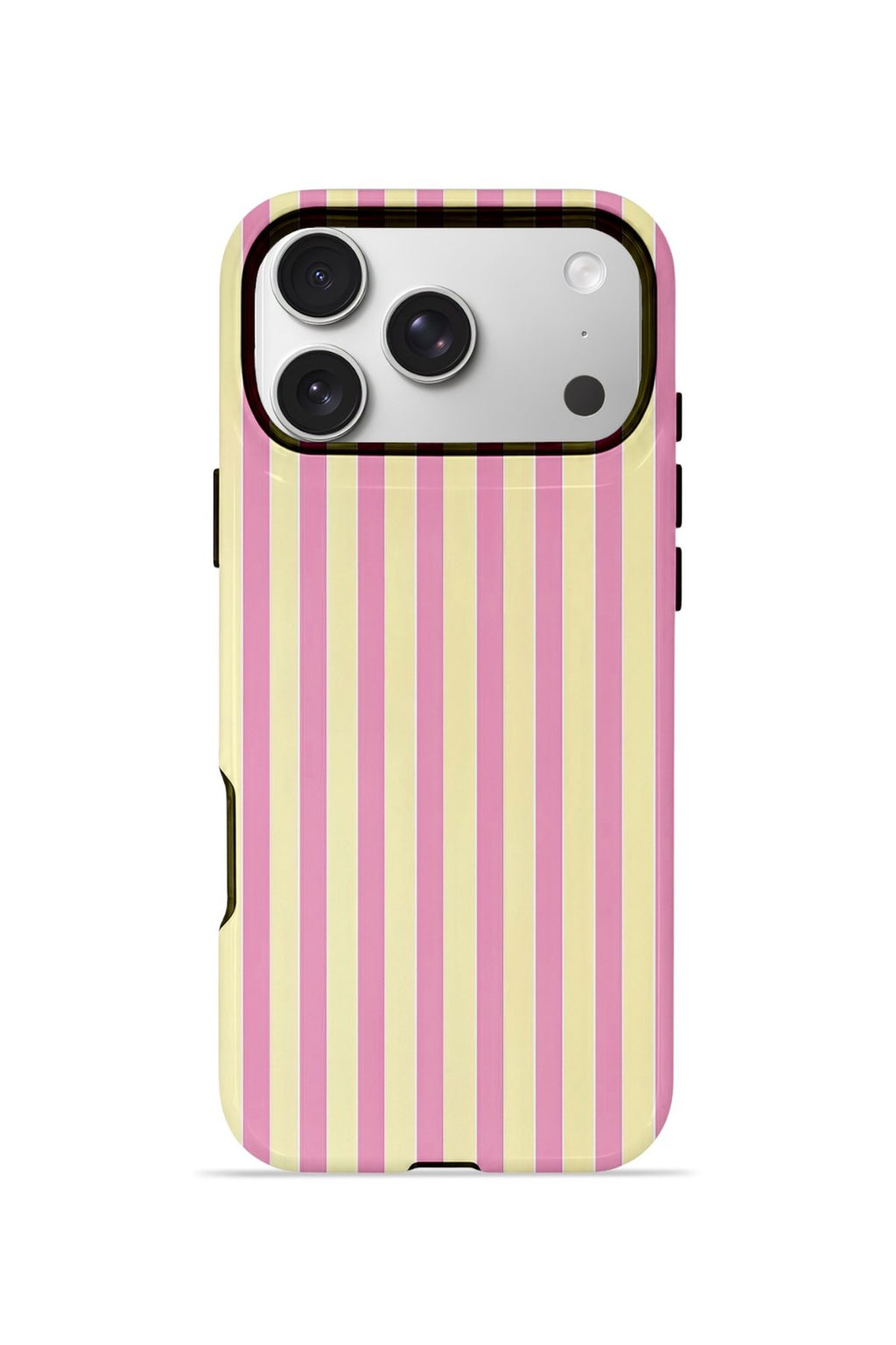 iPhone 17 Pro Max Vorian Çift Katmanlı MagSafe Kılıf Pink Lemon Pinstripe