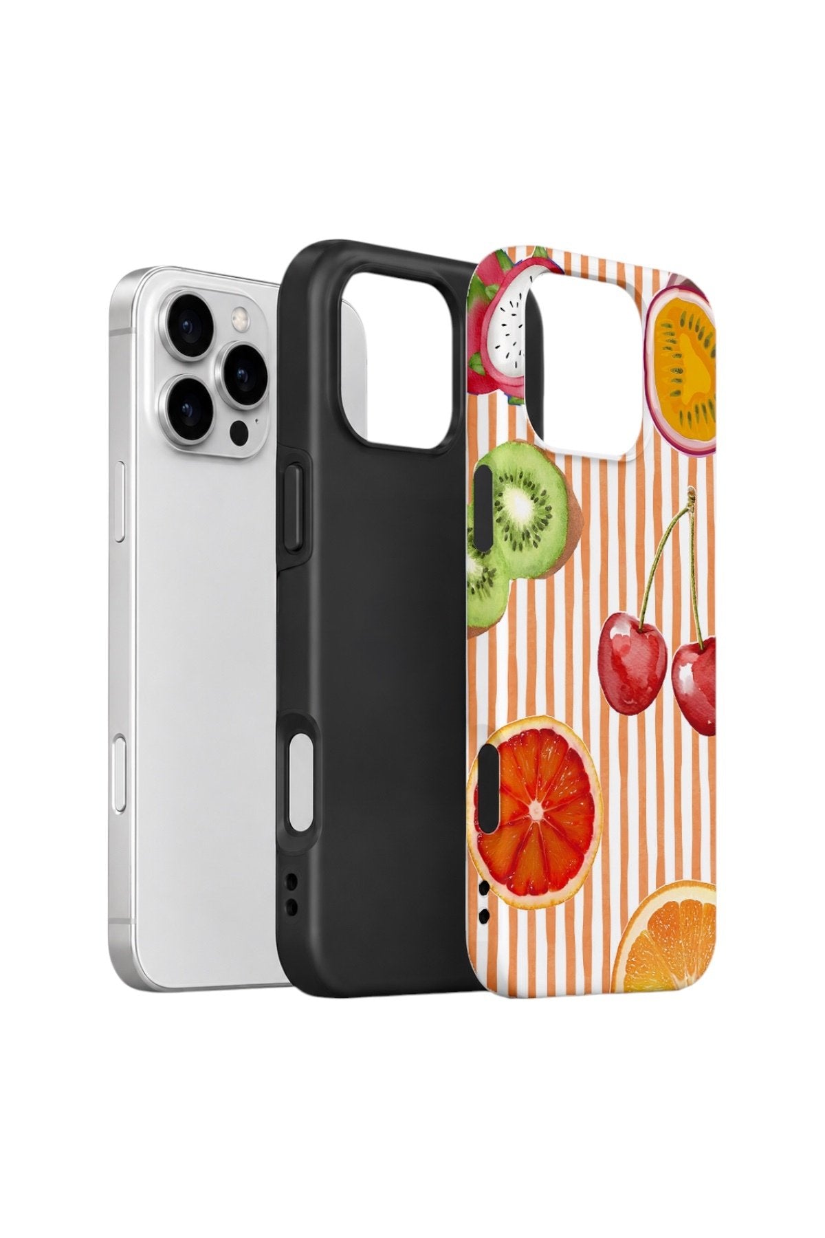 iPhone 16 Pro Max Vorian Çift Katmanlı Kılıf Tutti Frutti Stripe