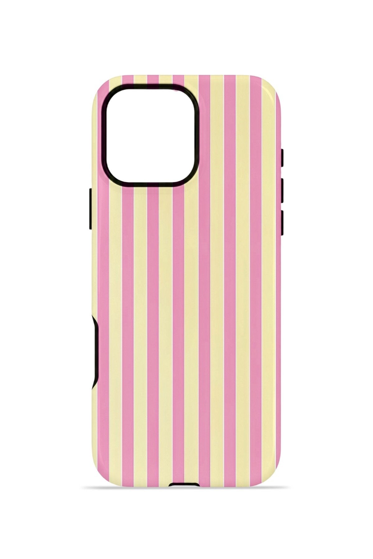 iPhone 16 Pro Vorian Çift Katmanlı Kılıf Pink Lemon Pinstripe
