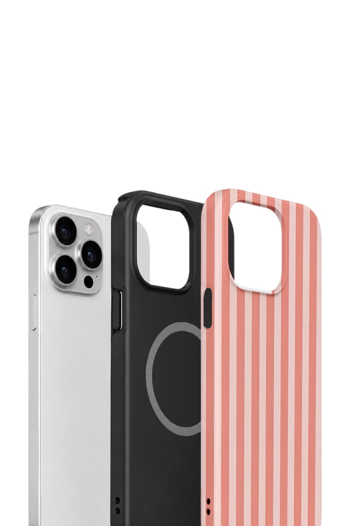 iPhone 13 Pro Vorian Çift Katmanlı MagSafe Kılıf Coral Riviera Stripe