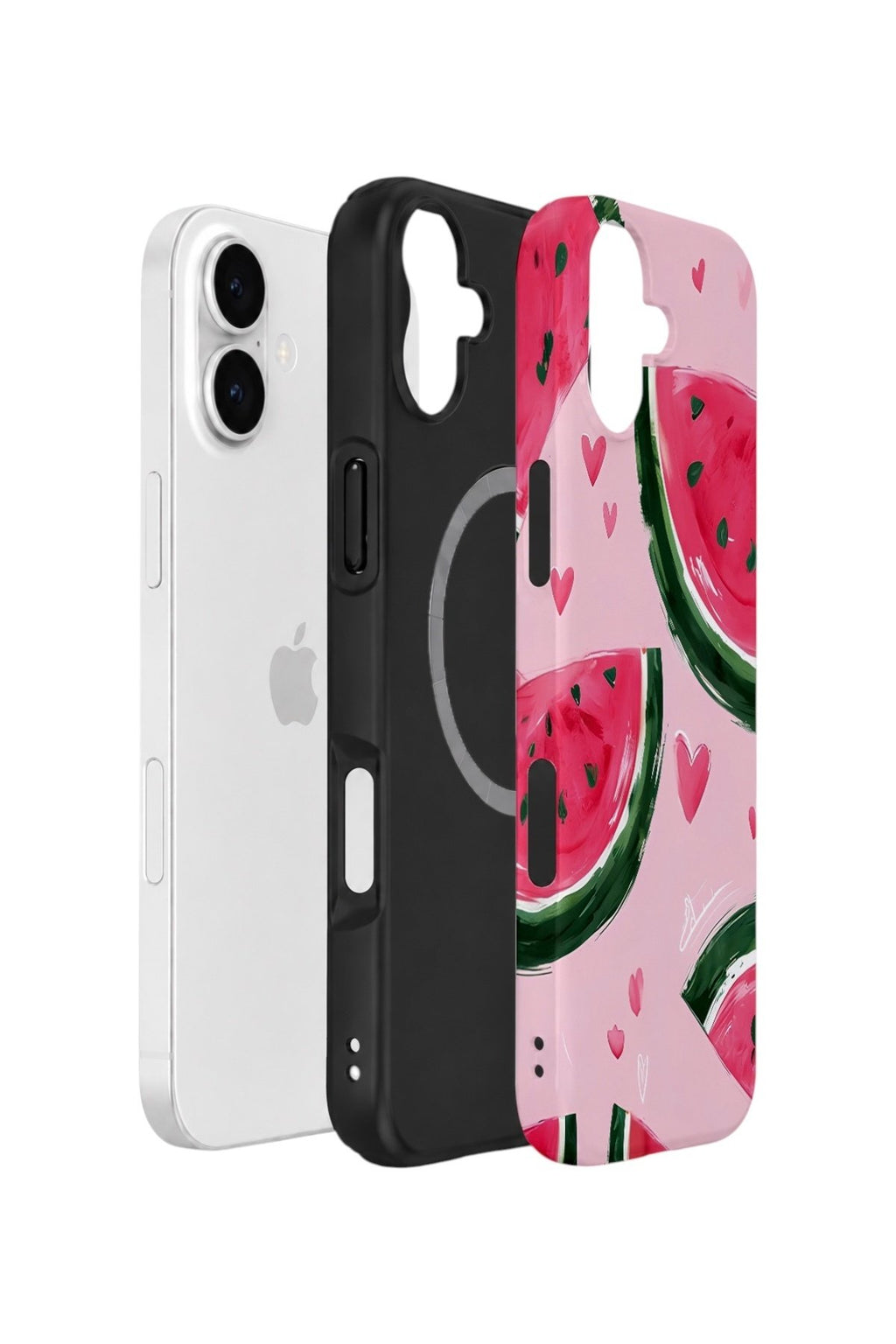 iPhone 16 Plus Vorian Çift Katmanlı MagSafe Kılıf Watermelon Hearts