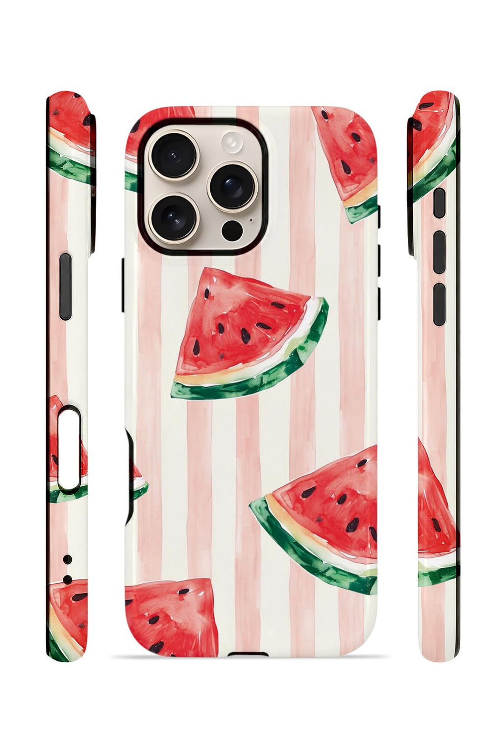 iPhone 16 Pro Max Vorian Çift Katmanlı MagSafe Kılıf Watermelon Blush Stripe