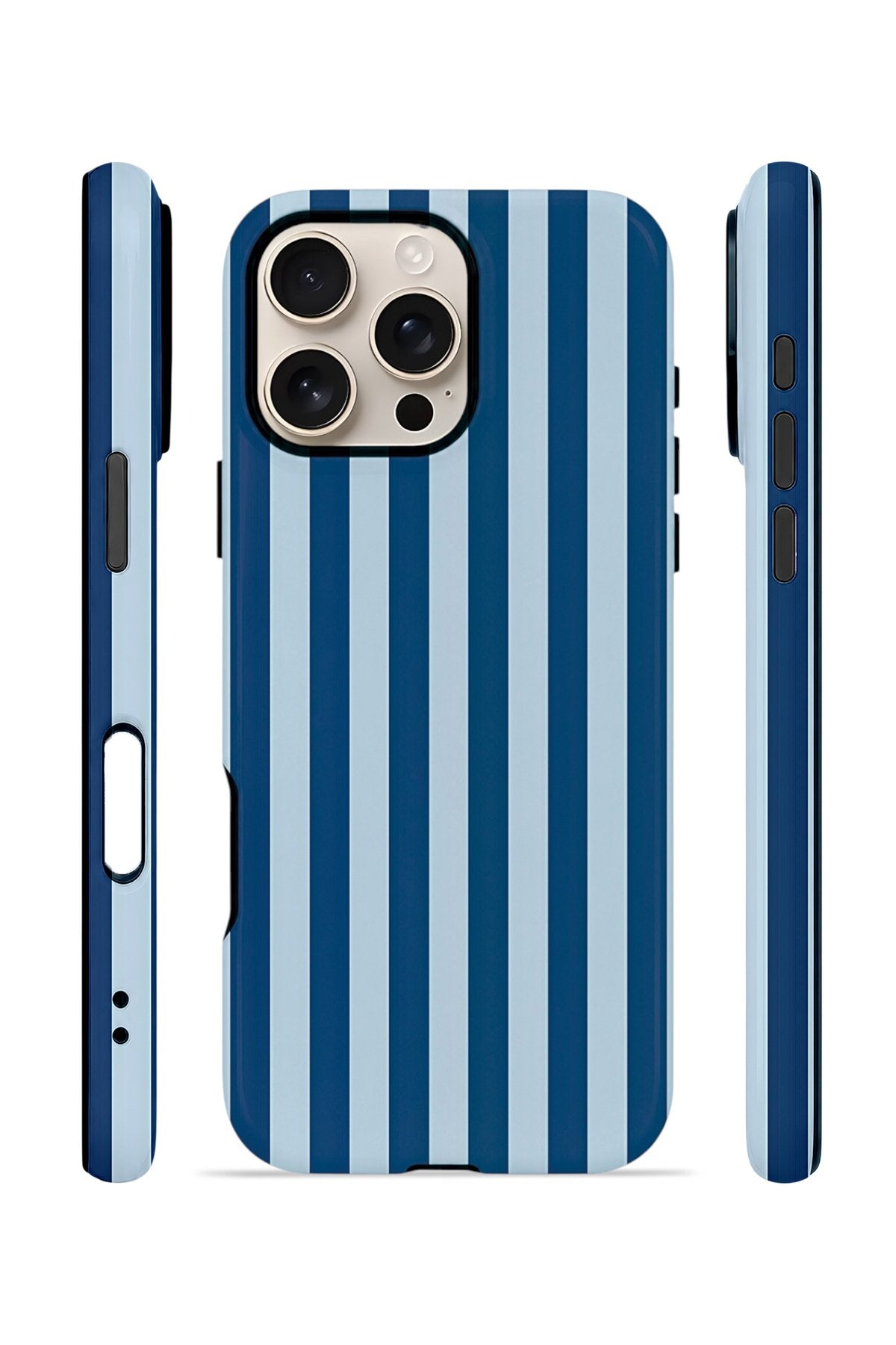 iPhone 16 Pro Max Vorian Çift Katmanlı MagSafe Kılıf Navy Riviera Stripe