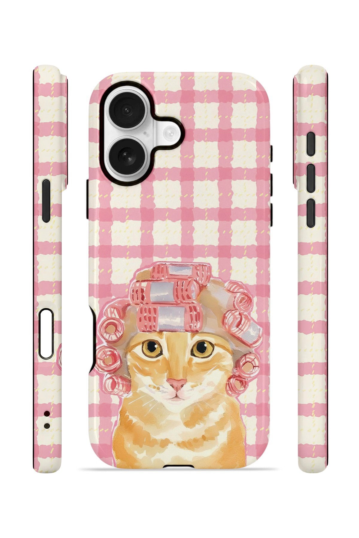 iPhone 16 Vorian Çift Katmanlı Kılıf Pink Picnic Cat