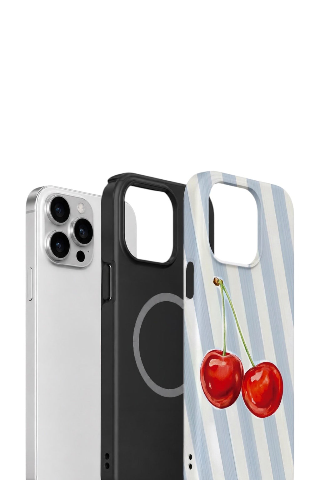 iPhone 14 Pro Max Vorian Çift Katmanlı MagSafe Kılıf Cherry Blue Stripe