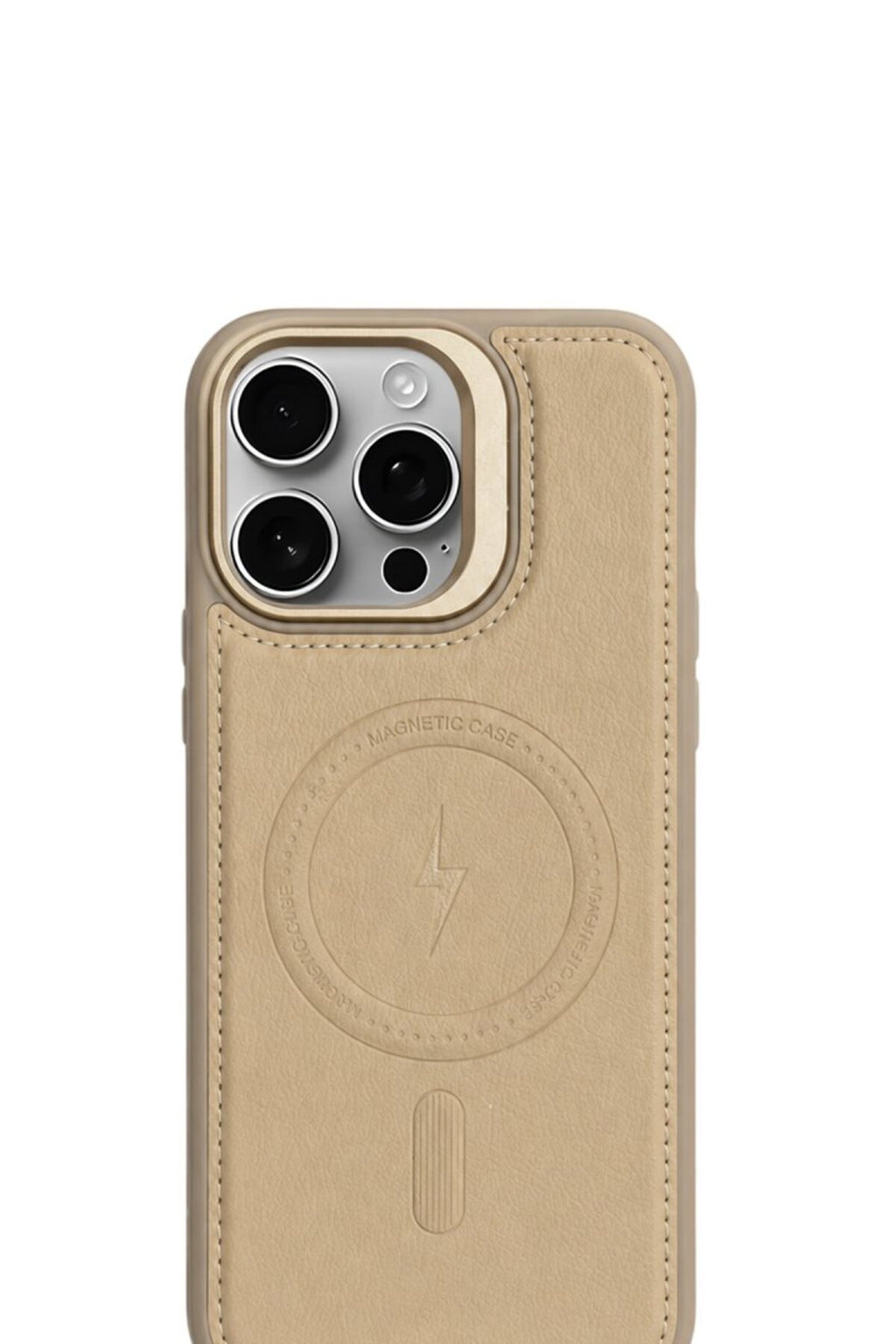 iPhone 11 GripStand MagSafe Deri Kılıf Krem