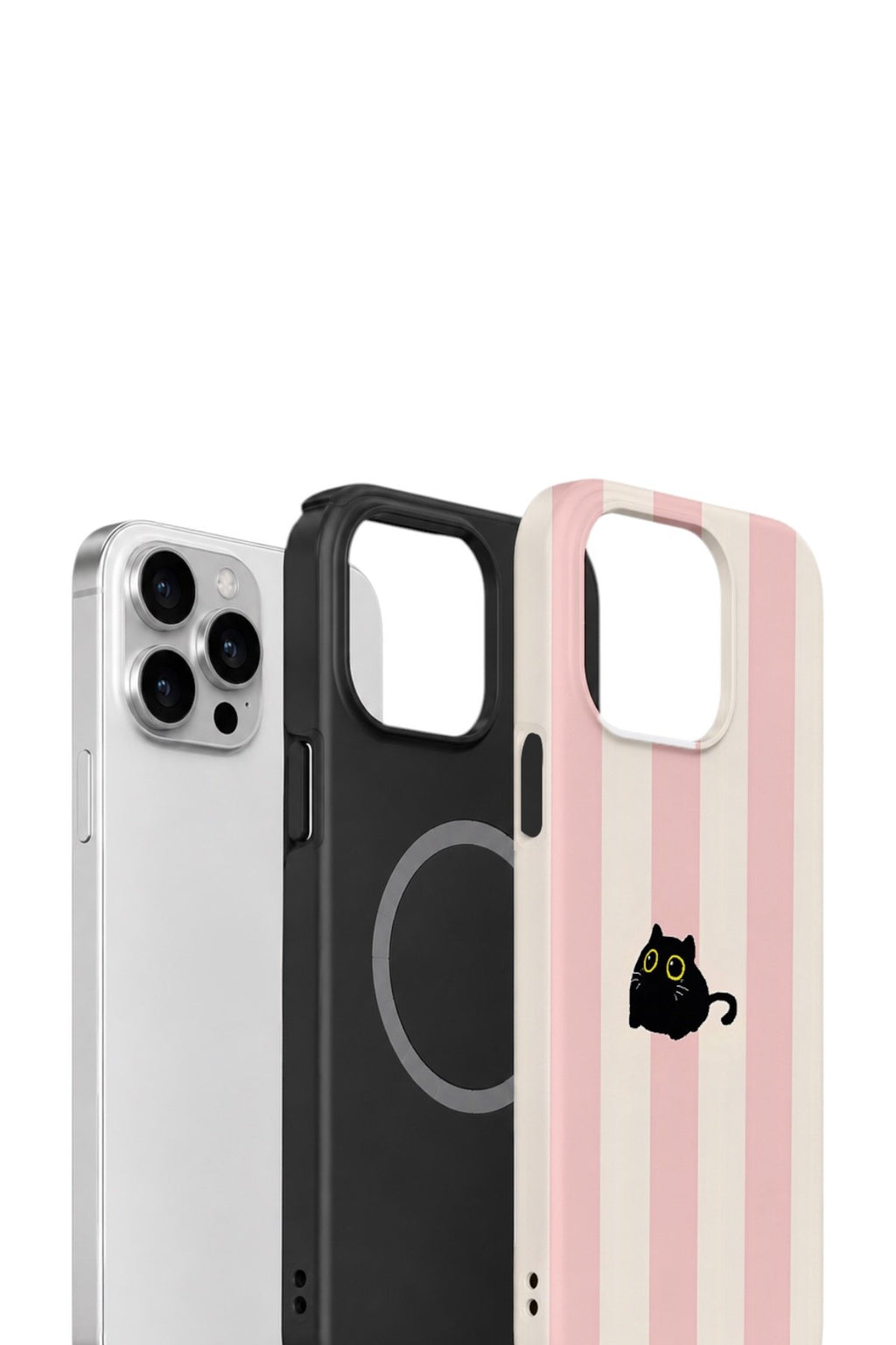 iPhone 15 Pro Vorian Çift Katmanlı MagSafe Kılıf Midnight Cat Stripe