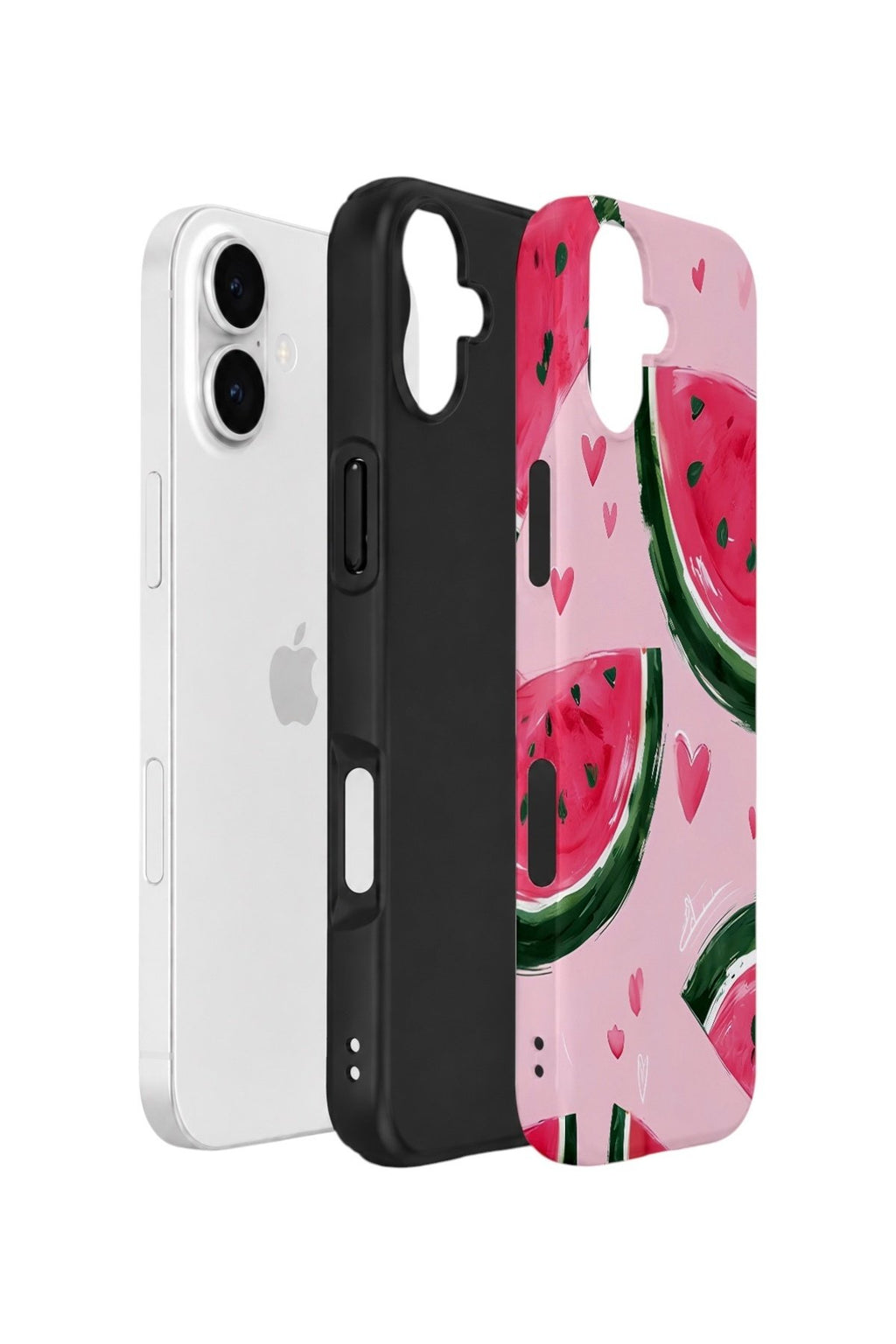 iPhone 17 Vorian Çift Katmanlı Kılıf Watermelon Hearts