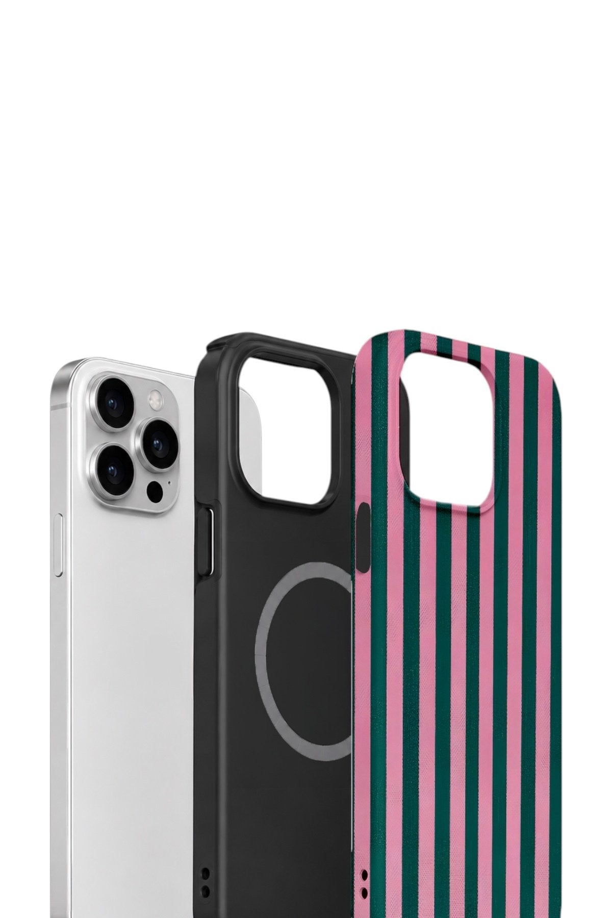 iPhone 12 Pro Vorian Çift Katmanlı MagSafe Kılıf Pink Navy Cabana