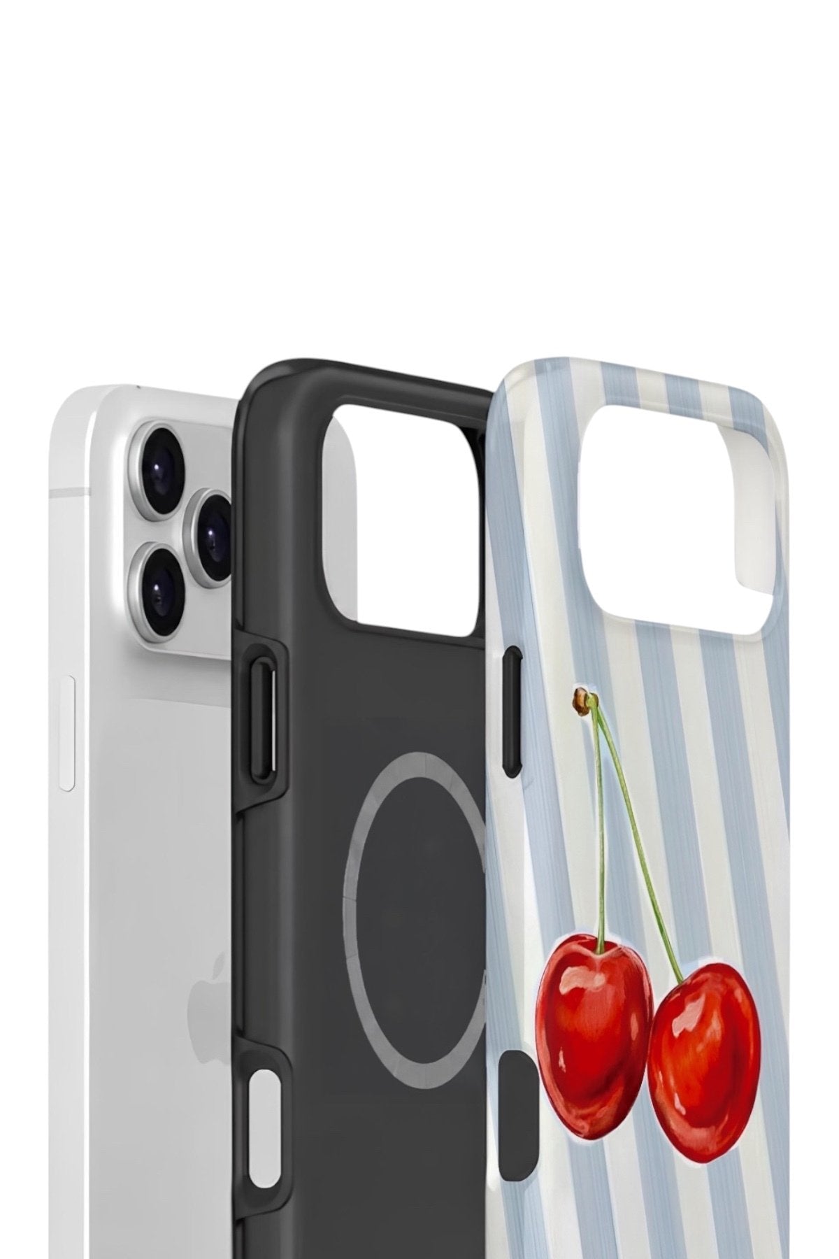 iPhone 17 Pro Vorian Çift Katmanlı MagSafe Kılıf Cherry Blue Stripe